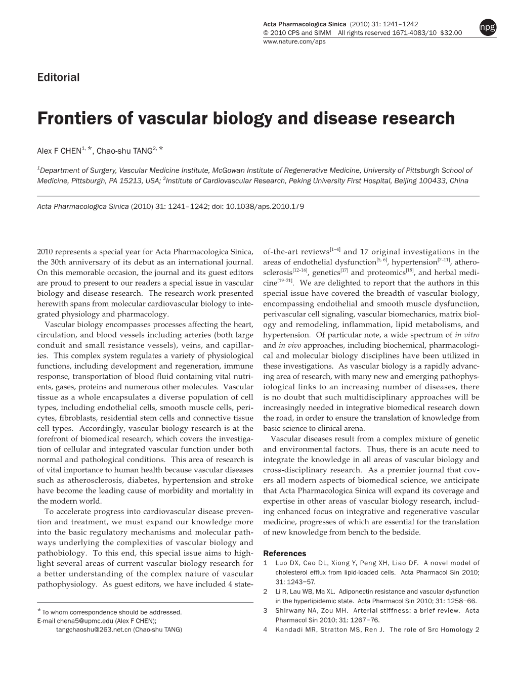 Frontiers of Vascular Biology and Disease Research