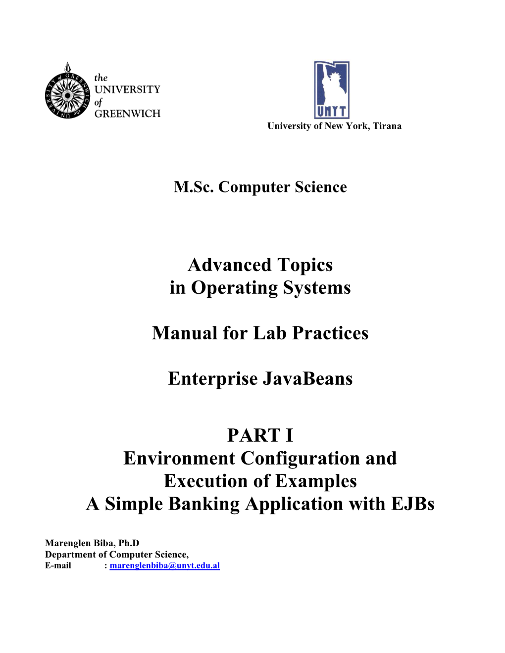 Advanced Topics in Operating Systems Manual for Lab Practices