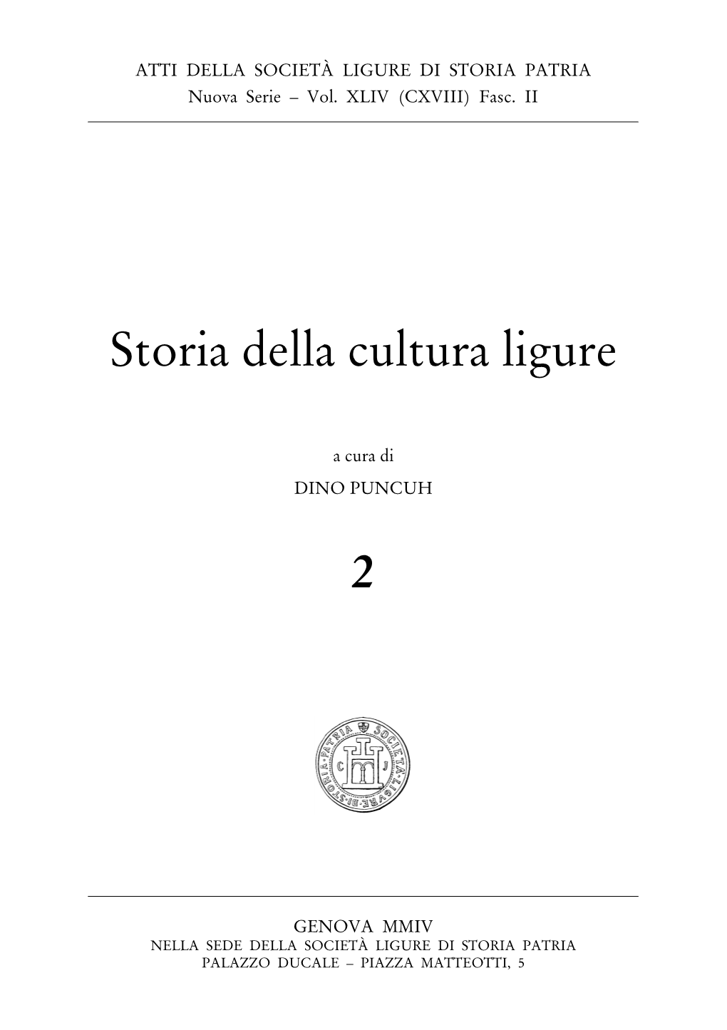 Storia Della Cultura Ligure 2