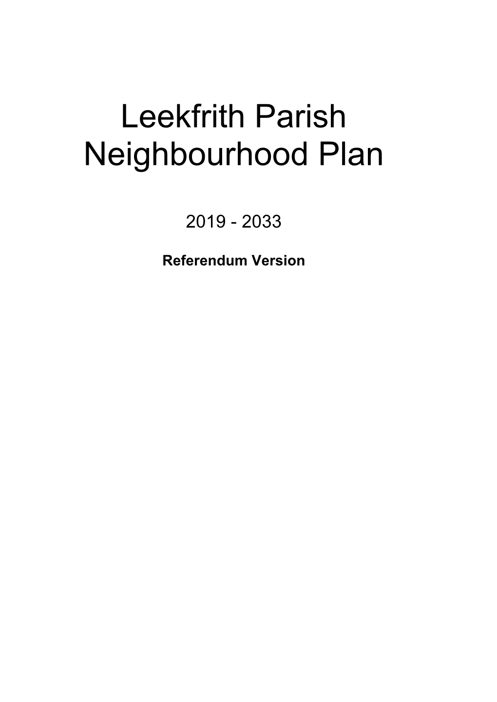 Leekfrith Parish Neighbourhood Plan