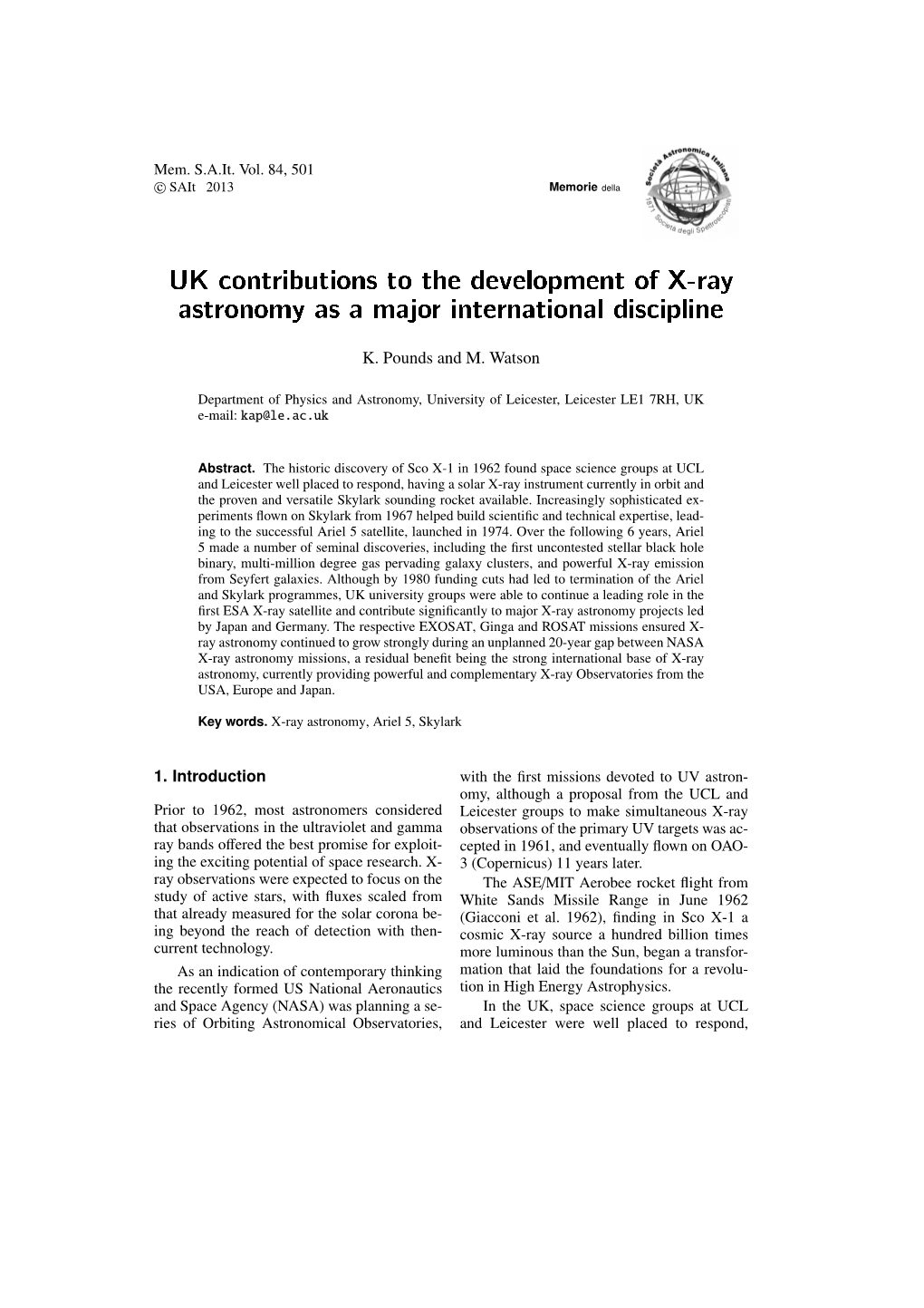 UK Contributions to the Development of X-Ray Astronomy As a Major International Discipline