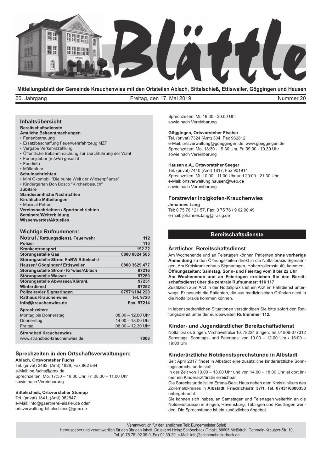 Mitteilungsblatt KW 20