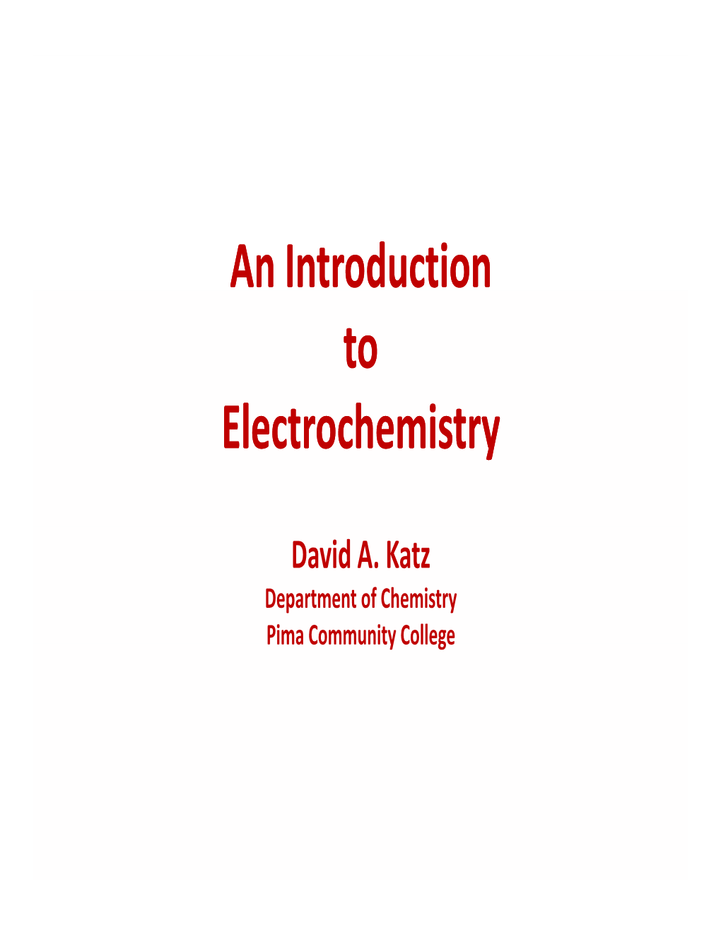 Introduction to Electrochemistry