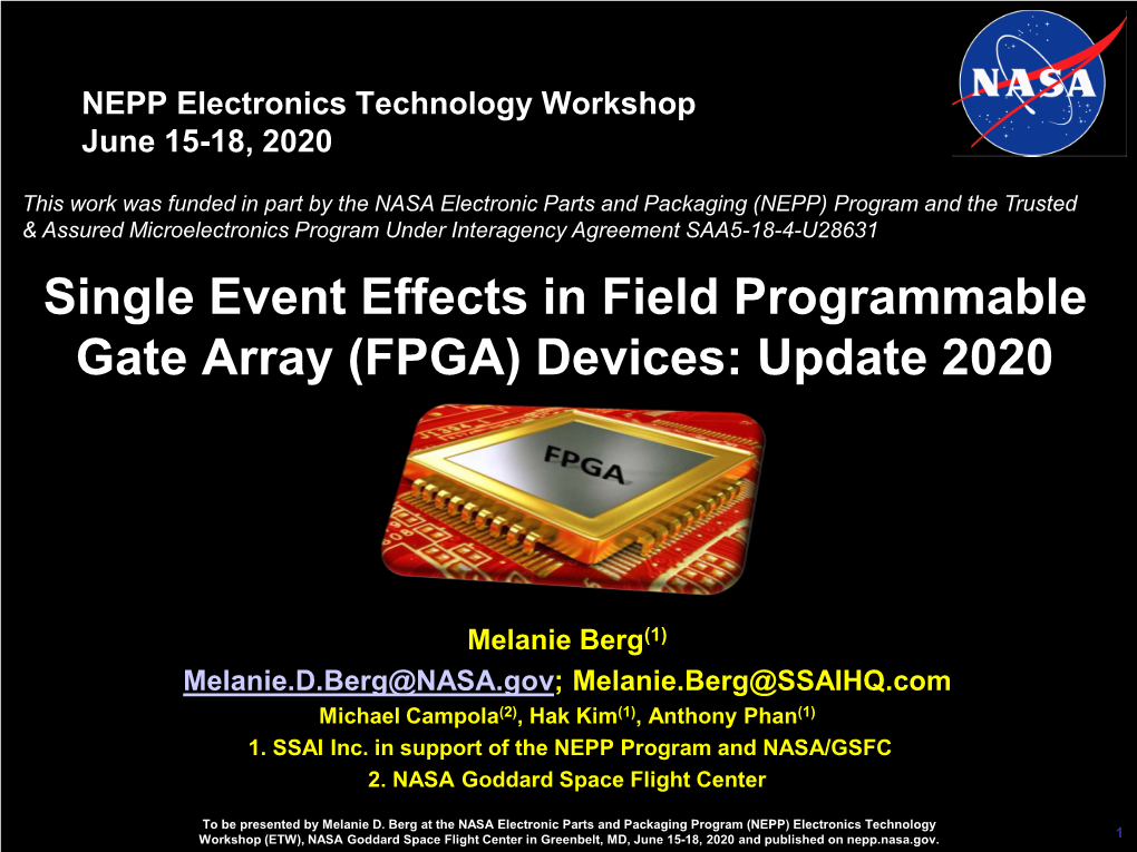 Single Event Effects in Field Programmable Gate Array (FPGA) Devices: Update 2020