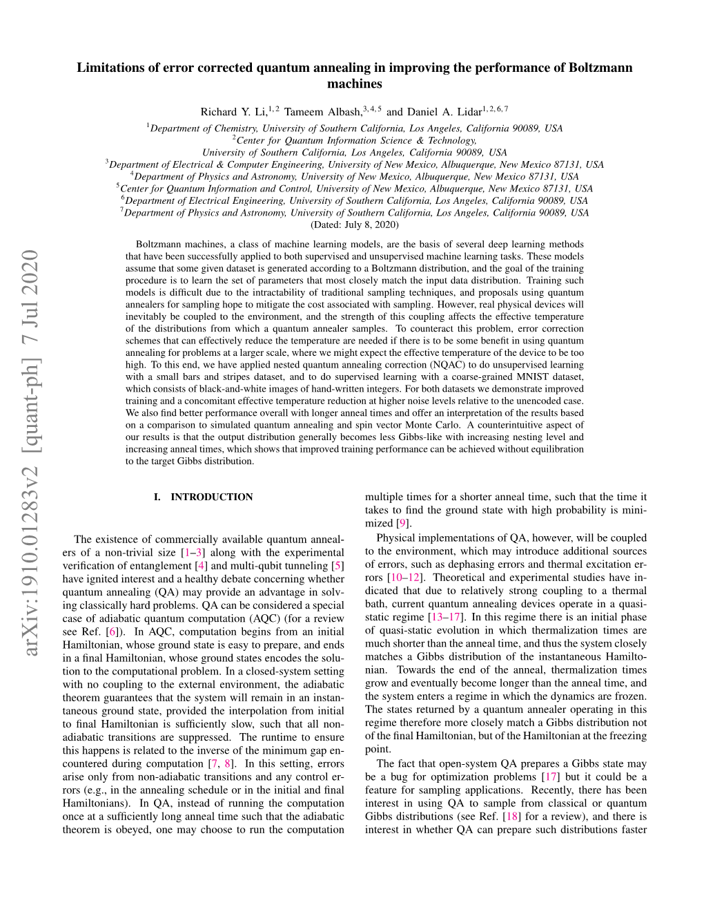 Improved Boltzmann Machines with Error Corrected Quantum Annealing