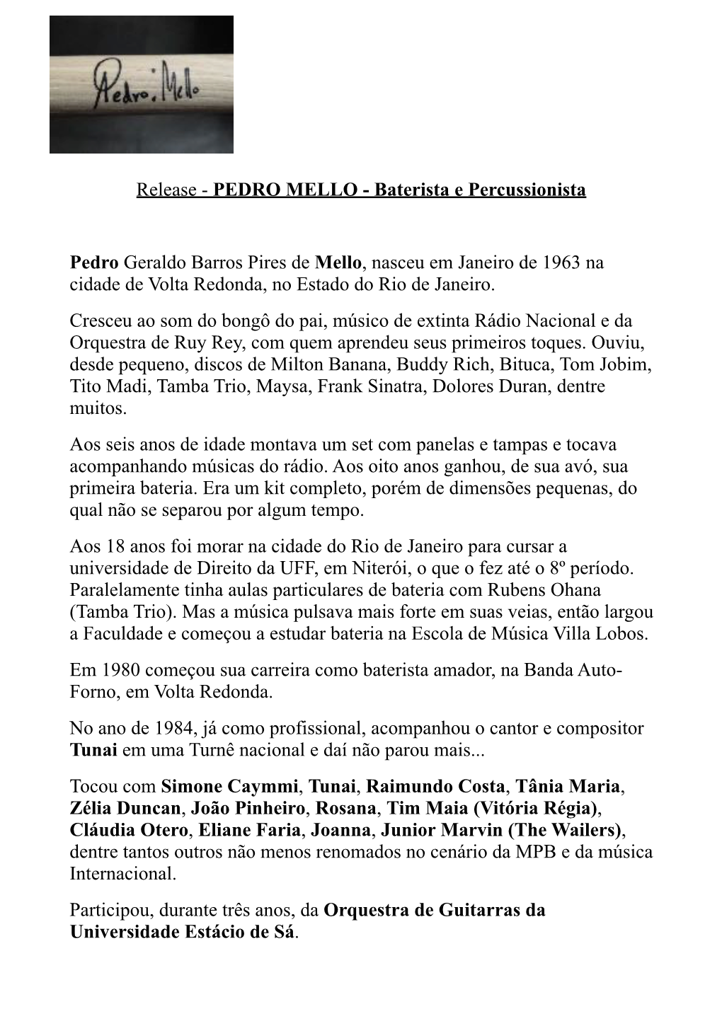 Release Pedro Mello Atualizado Principal