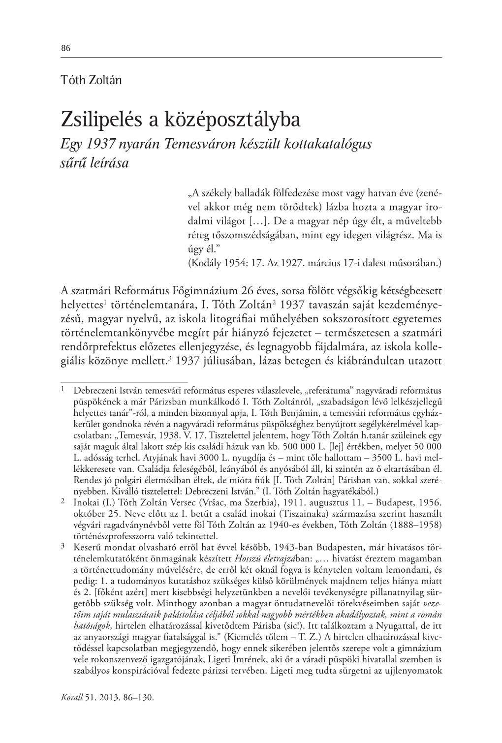 Zsilipelés a Középosztályba Egy 1937 Nyarán Temesváron Készült Kottakatalógus Sűrű Leírása