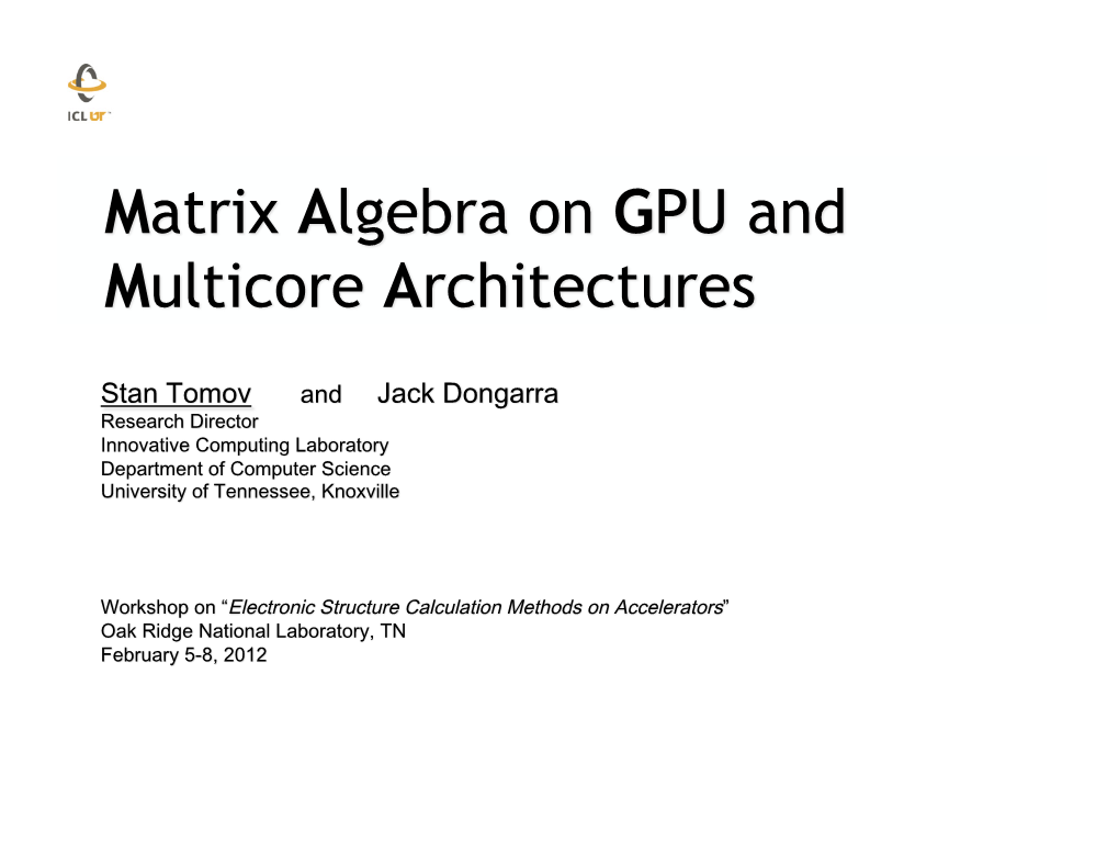 Matrix Algebra on GPU and Multicore Architectures (MAGMA)