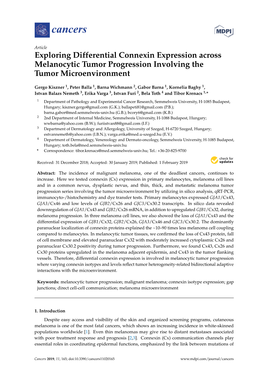 Exploring Differential Connexin Expression Across Melanocytic Tumor Progression Involving the Tumor Microenvironment