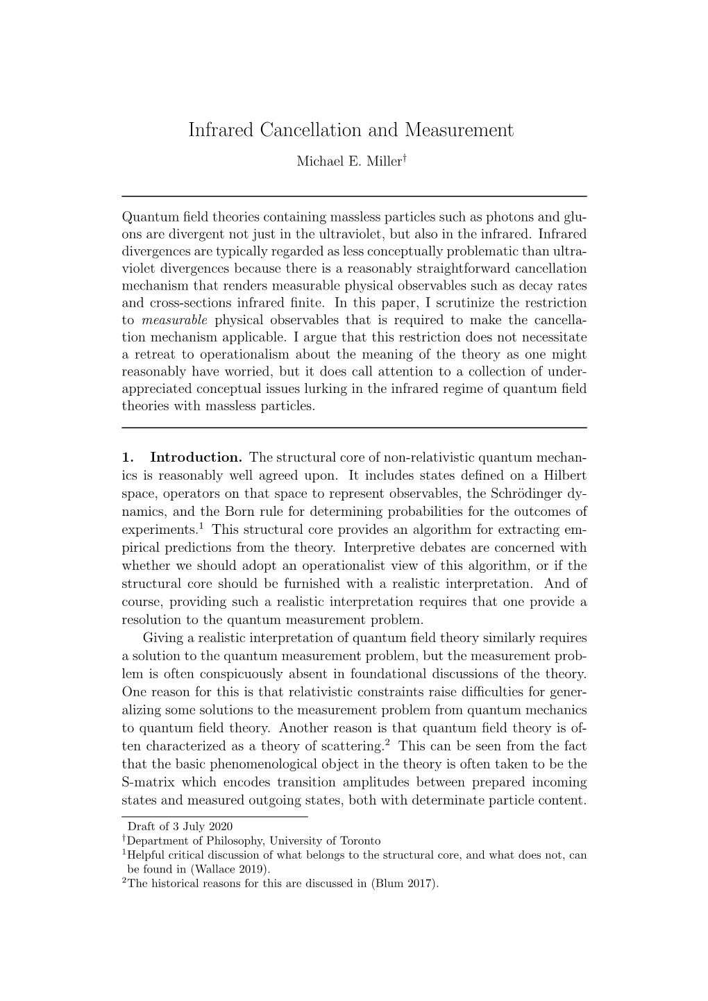 Infrared Cancellation and Measurement Michael E