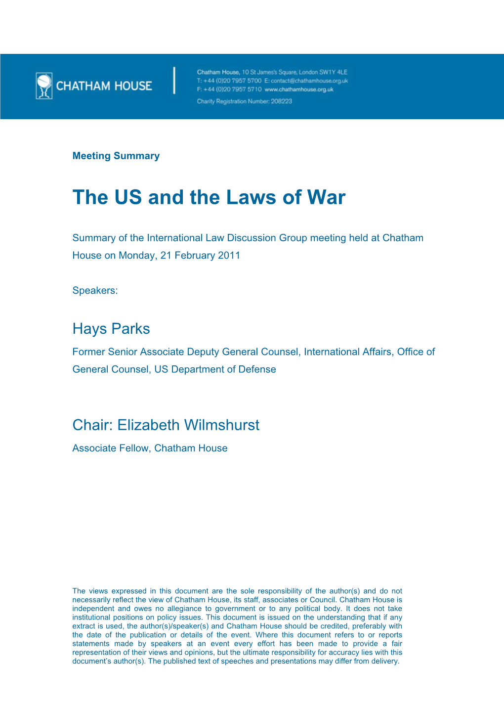 The US and the Laws of War