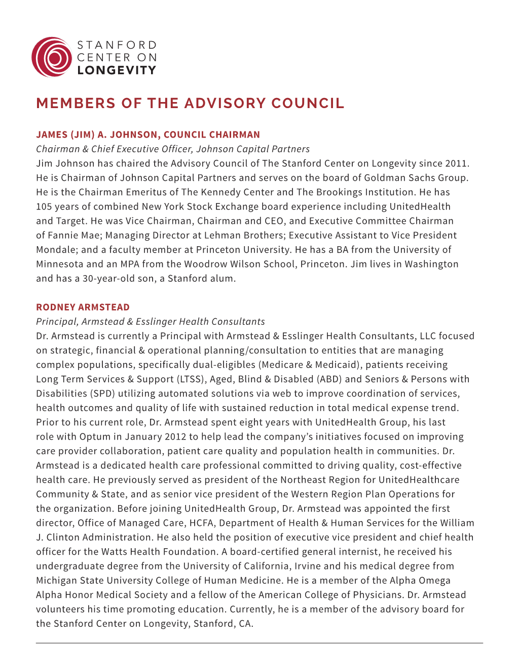 Members of the Advisory Council