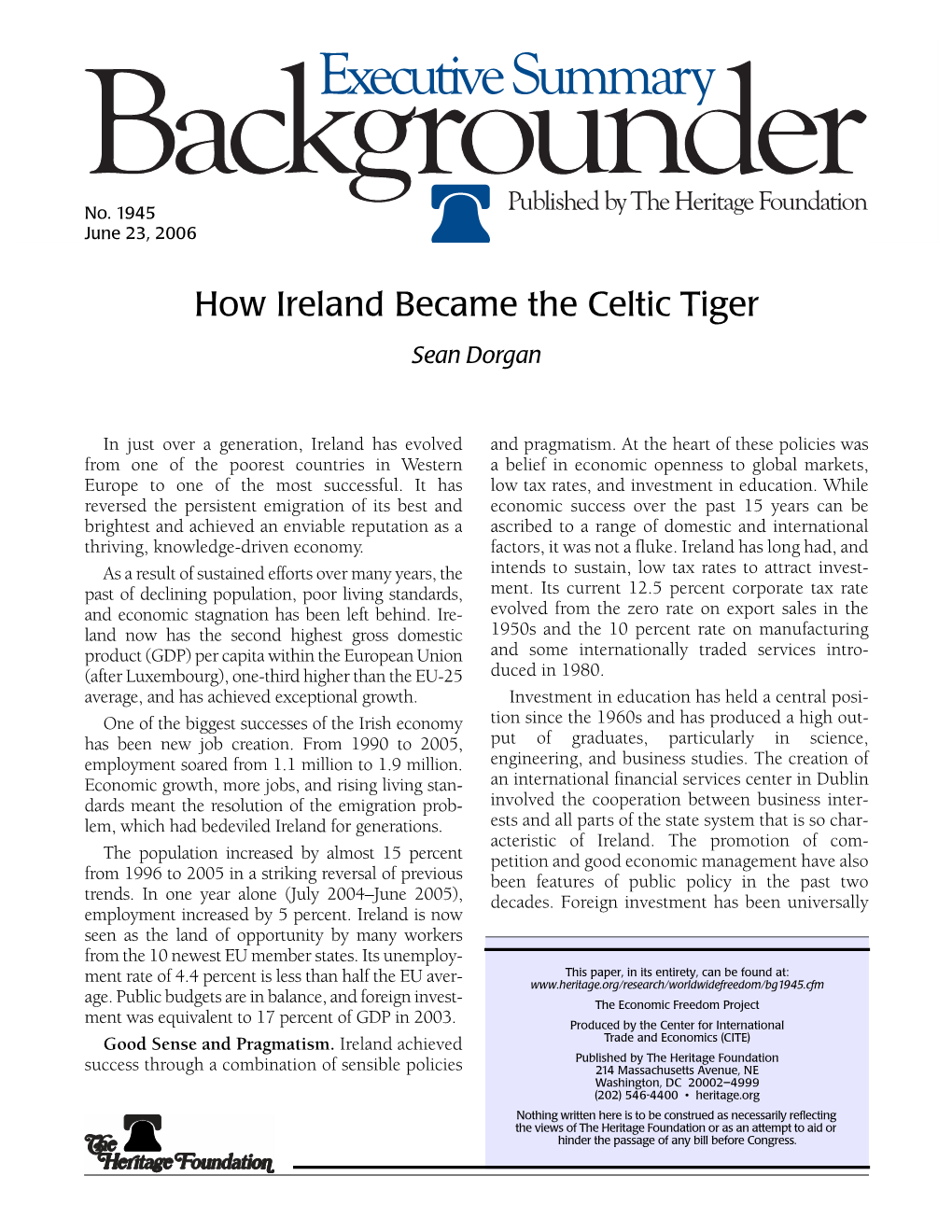 How Ireland Became the Celtic Tiger Sean Dorgan