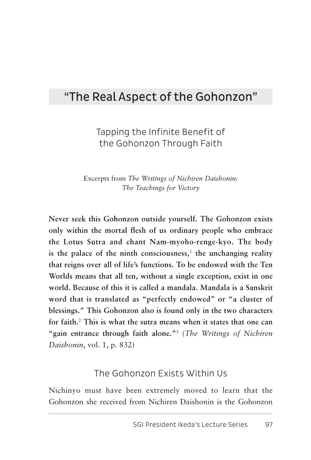 “The Real Aspect of the Gohonzon”