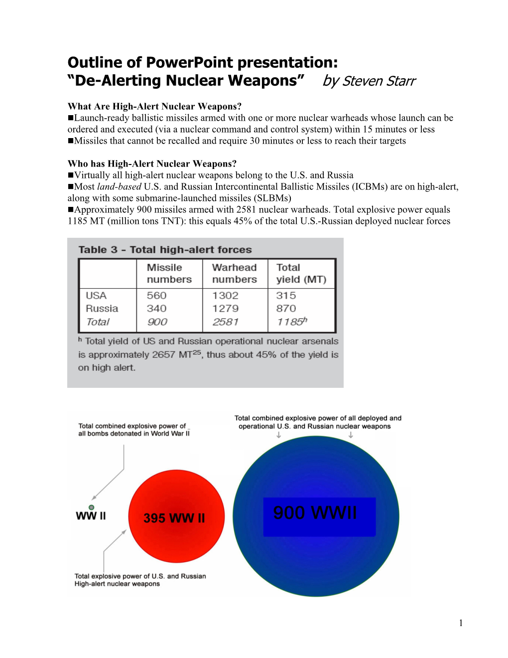 De-Alerting Nuclear Weapons” by Steven Starr