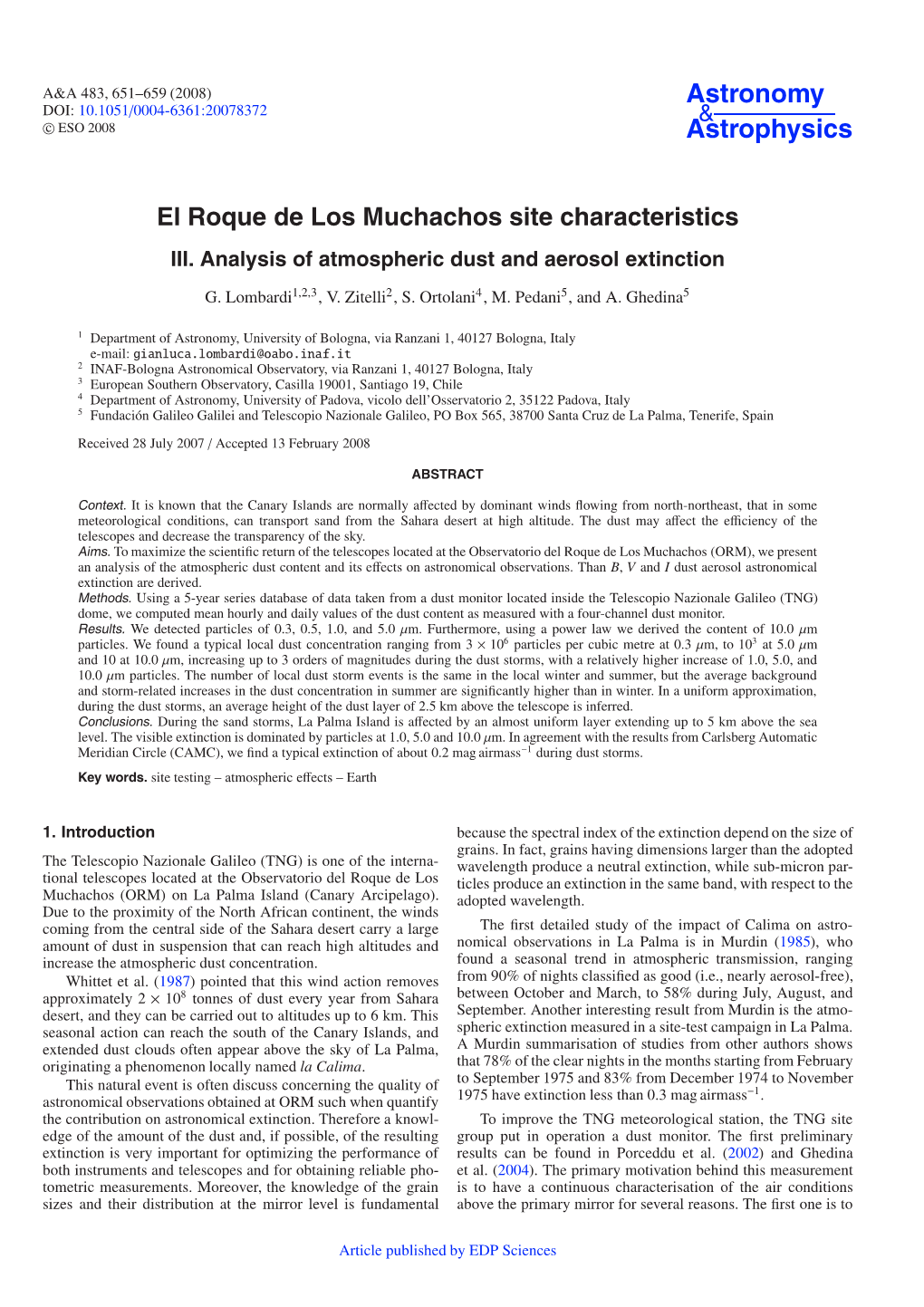 El Roque De Los Muchachos Site Characteristics III