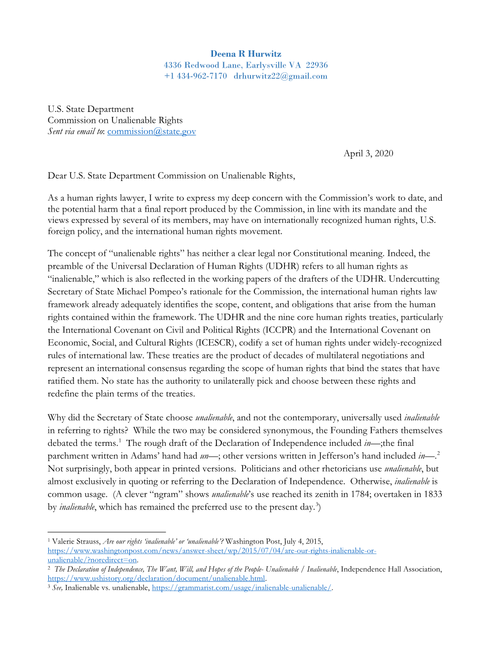 Drhurwitz Commision Letter