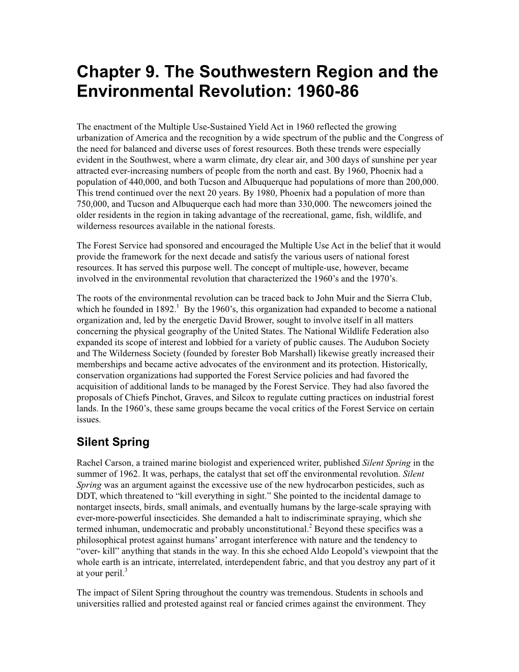 Chapter 9. the Southwestern Region and the Environmental Revolution: 1960-86