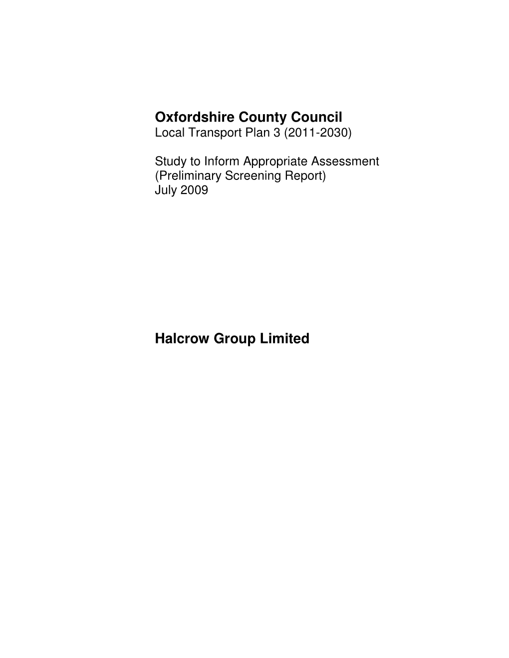 Oxfordshire County Council Halcrow Group Limited