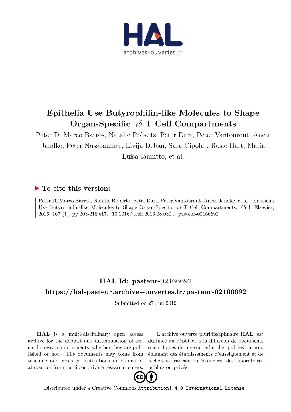 Epithelia Use Butyrophilin-Like Molecules to Shape Organ