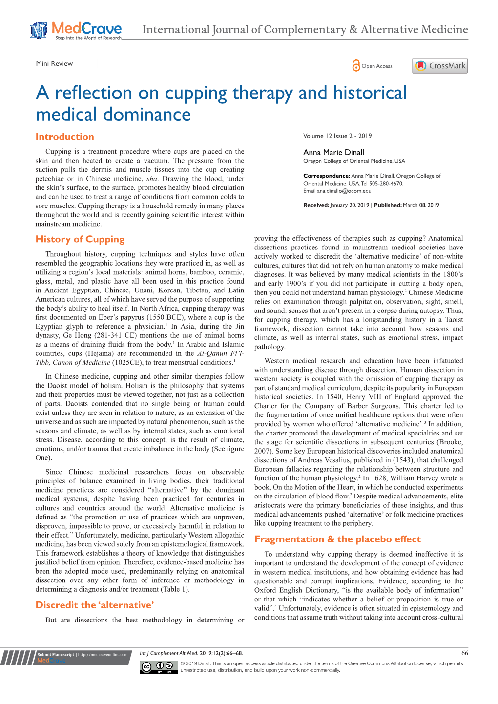 A Reflection on Cupping Therapy and Historical Medical Dominance