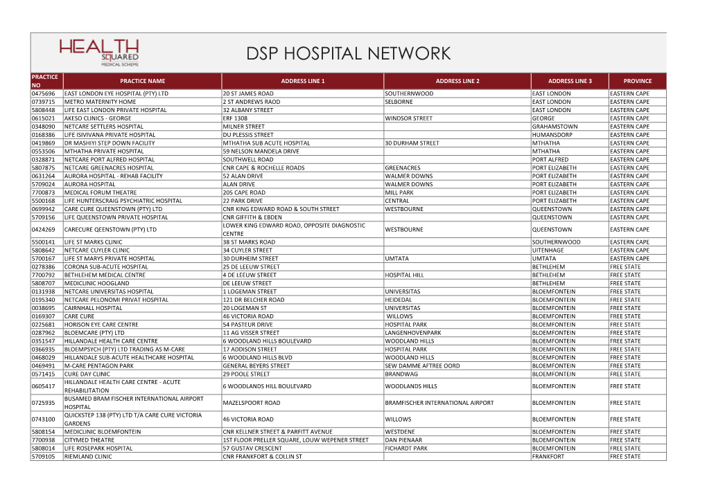 Dsp Hospital Network