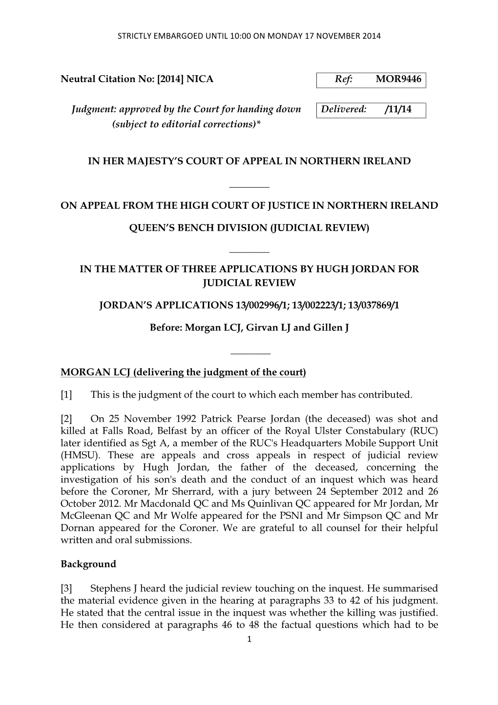 Pearse Jordan Court of Appeal 17 Nov 14