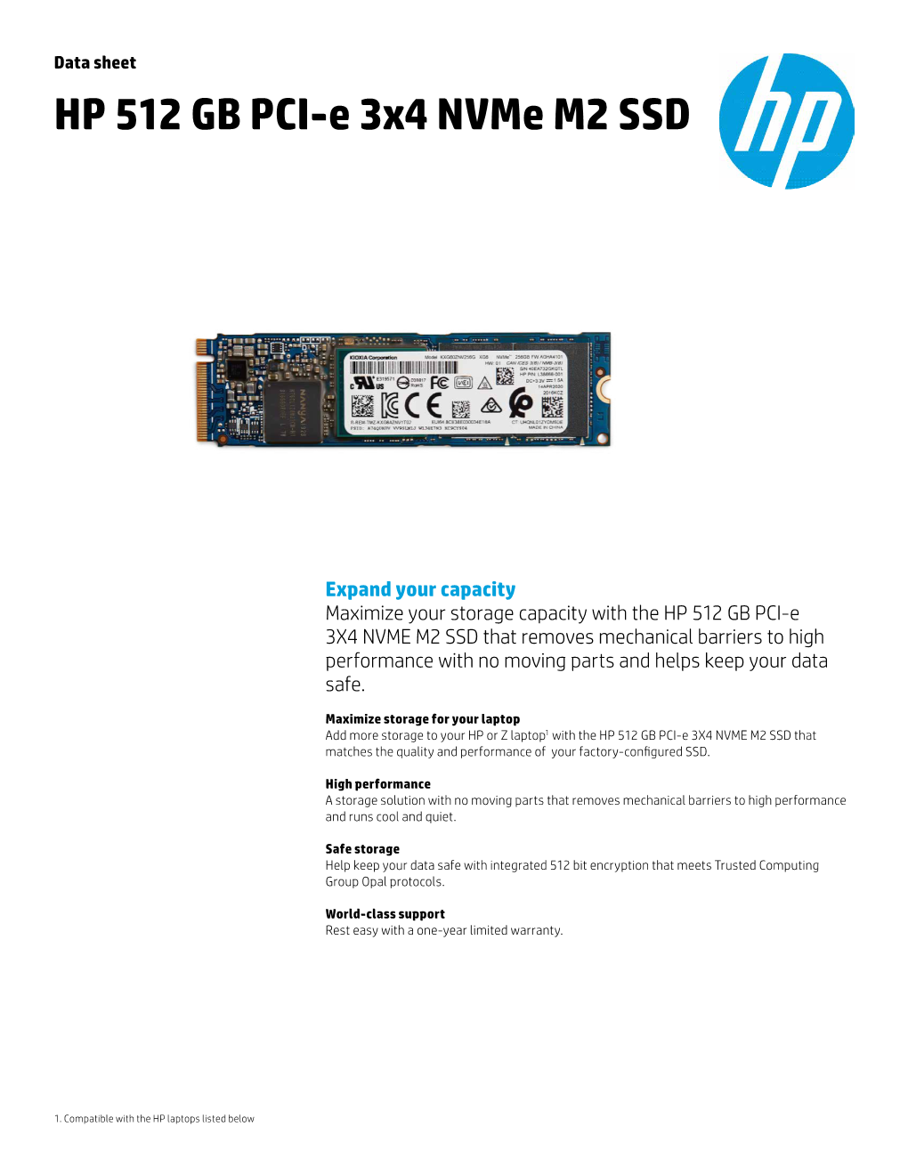 HP 512 GB PCI-E 3X4 Nvme M2 SSD