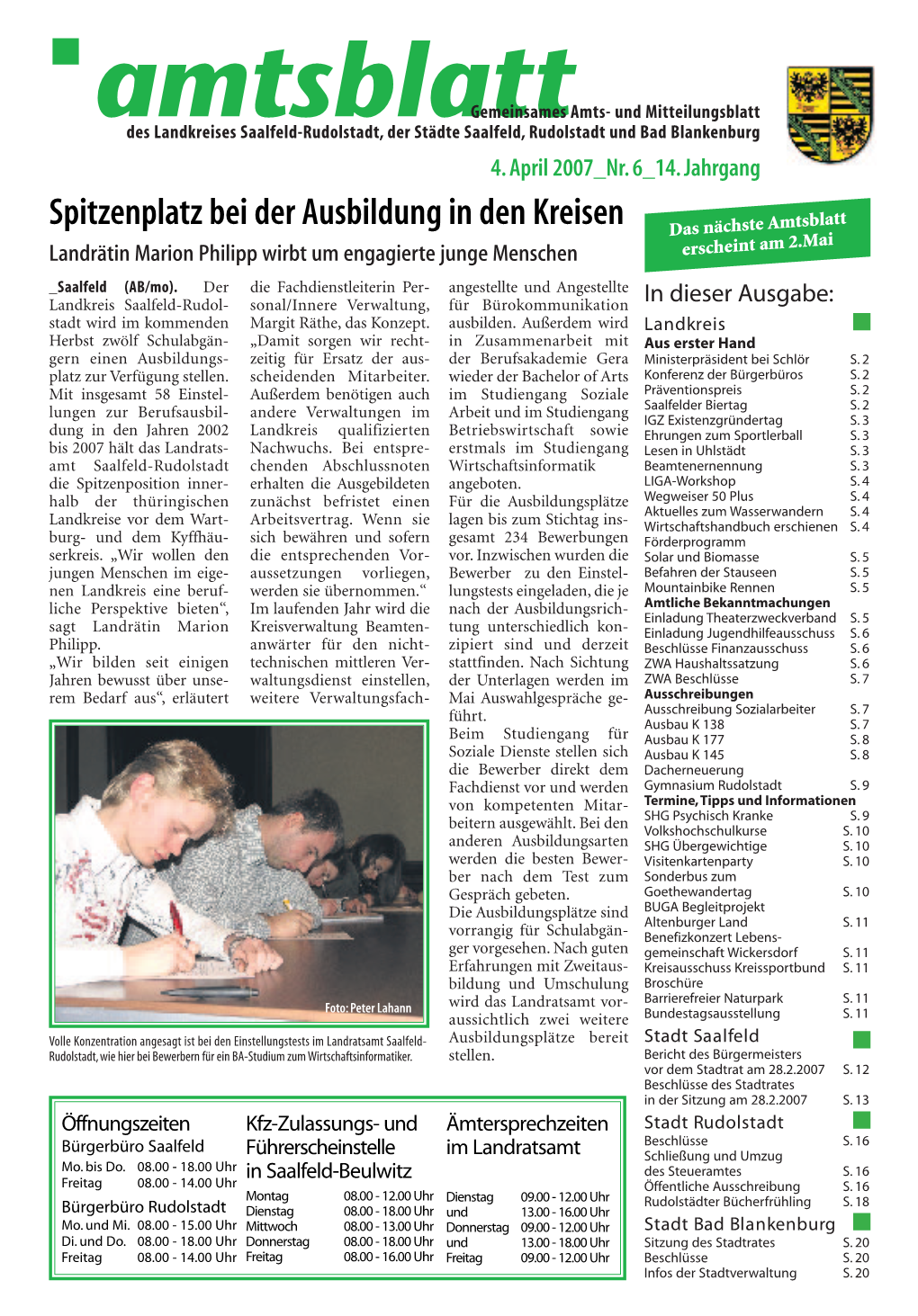 Amtsblatt Vom 2007-04-04, Nr. 06, 14