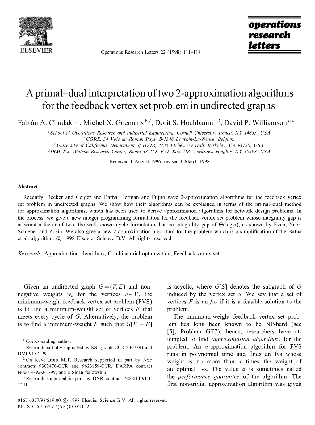 A Primal–Dual Interpretation of Two 2-Approximation Algorithms for the Feedback Vertex Set Problem in Undirected Graphs