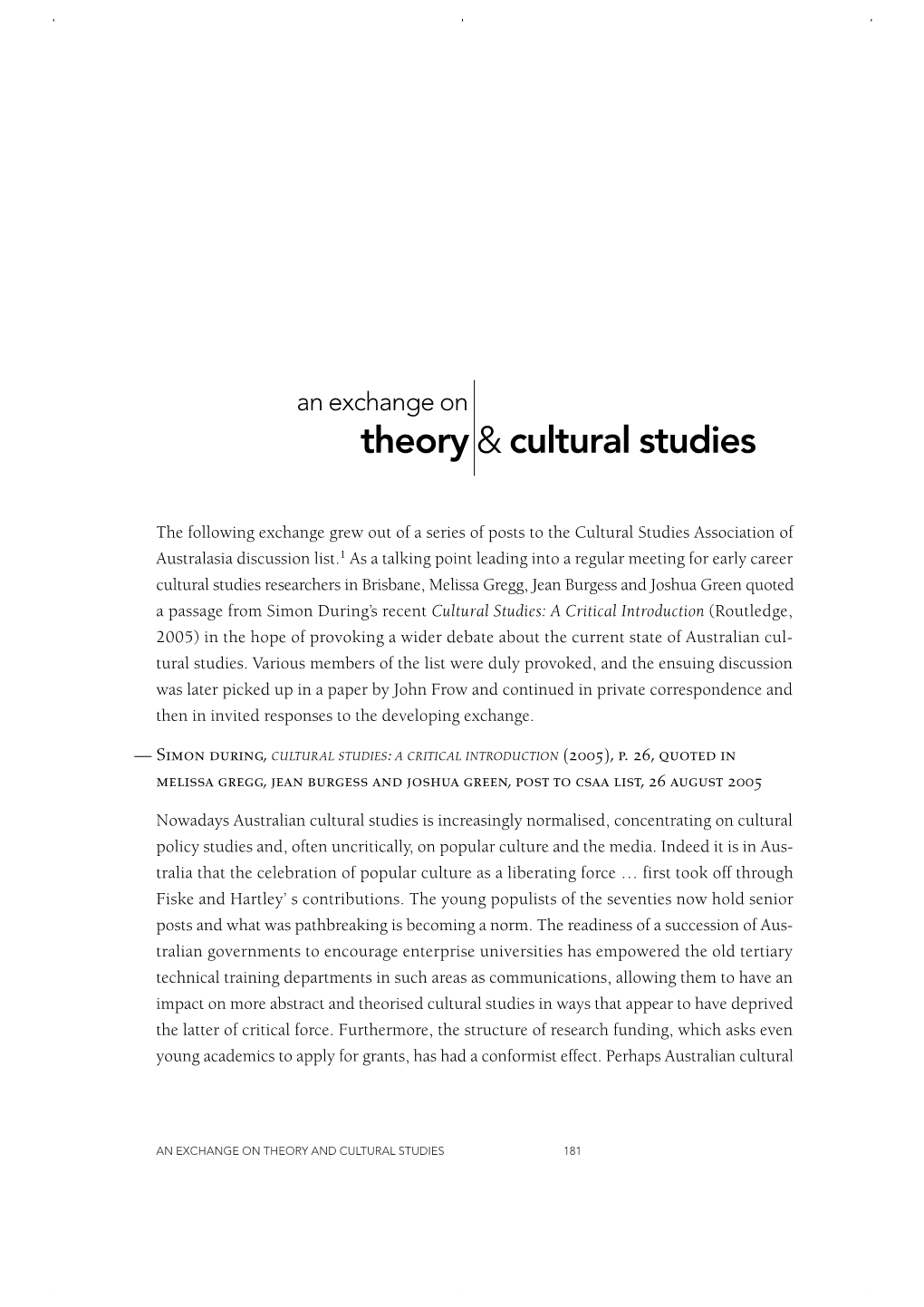 Theory& Cultural Studies