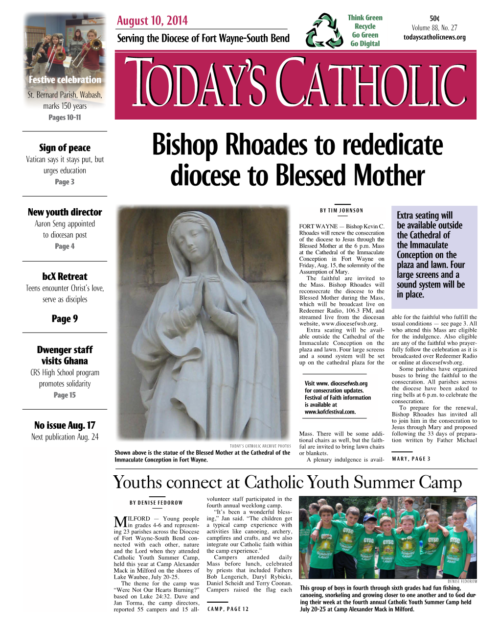 Bishop Rhoades to Rededicate Diocese to Blessed Mother