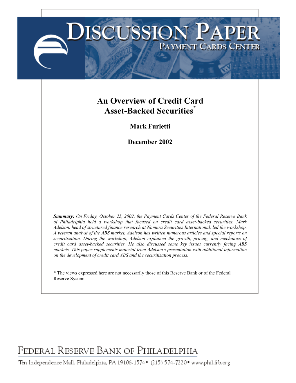 A Overview of Credit Card Asset-Backed Securities