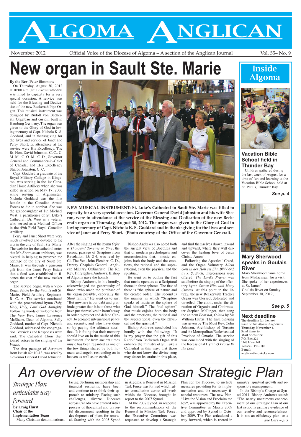 New Organ in Sault Ste. Marie Algoma by the Rev