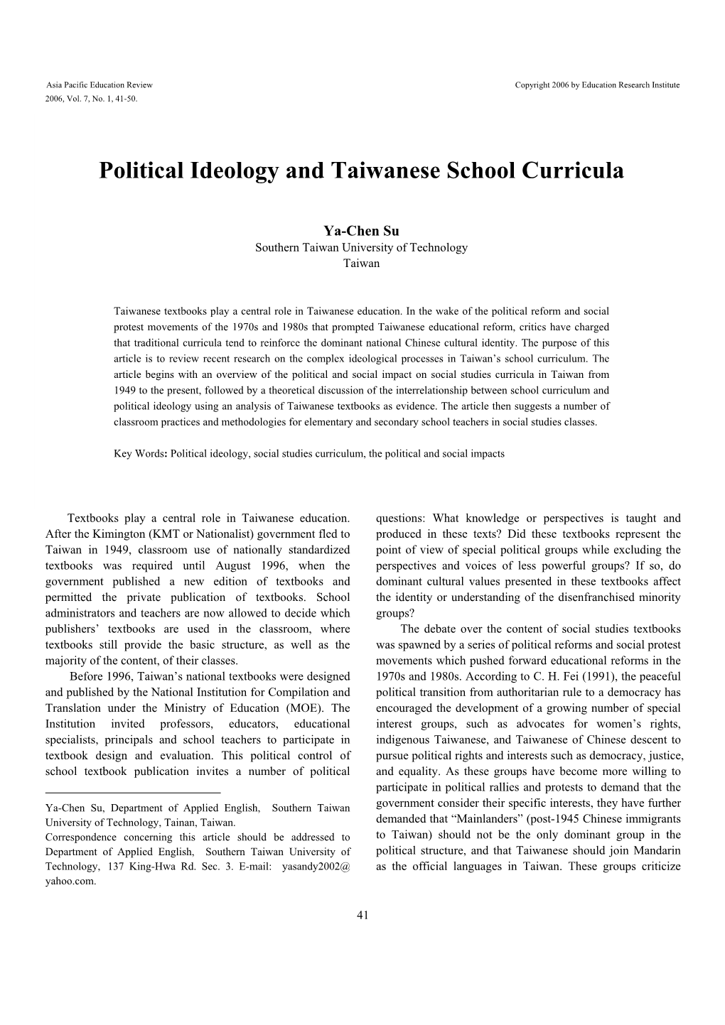 The Text and Political Ideology in Taiwan