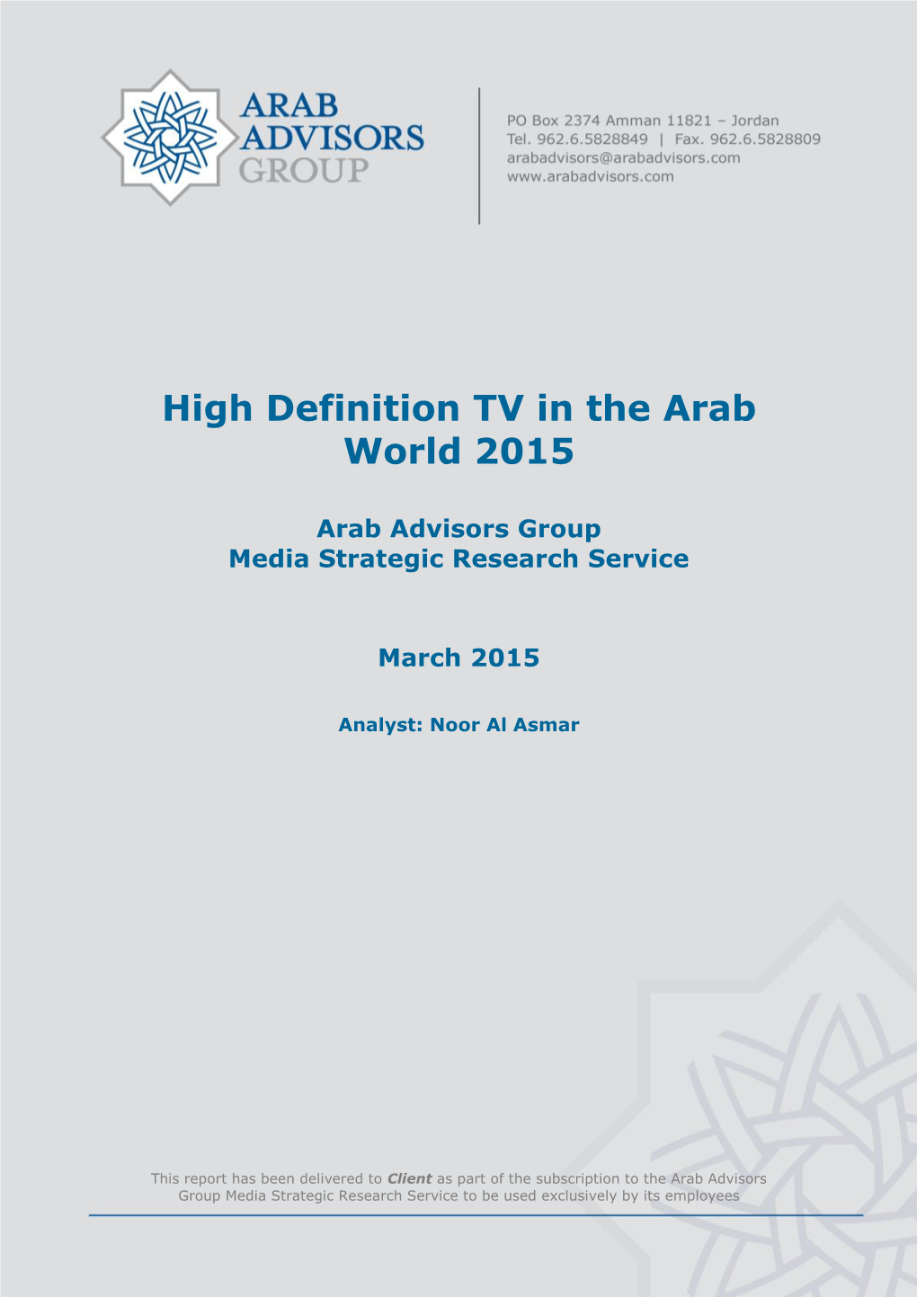 High Definition TV in the Arab World 2015