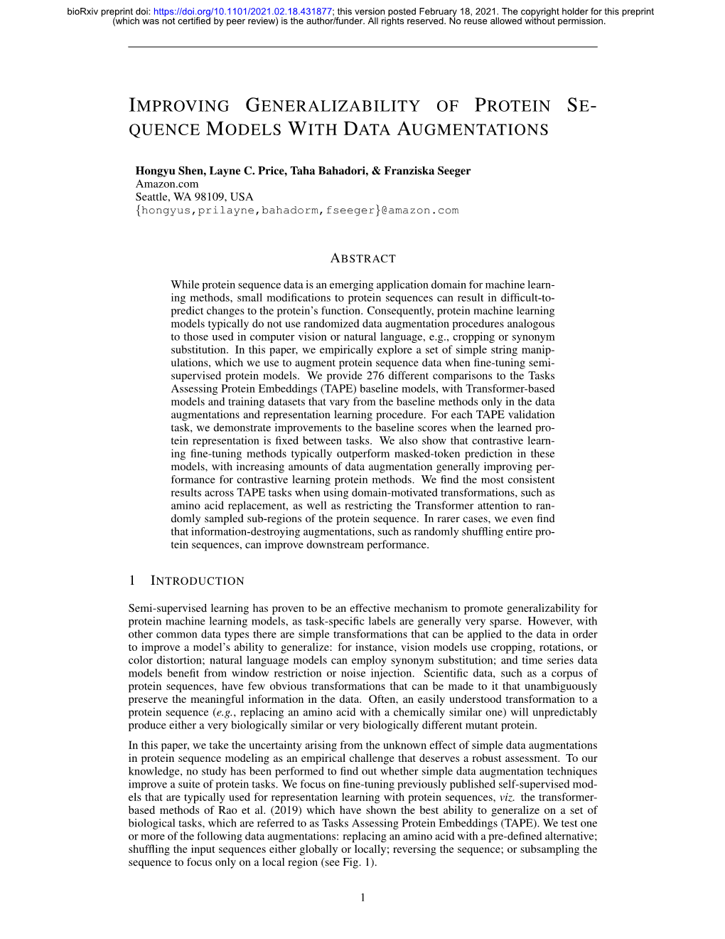 Improving Generalizability of Protein Sequence Models with Data Augmentations