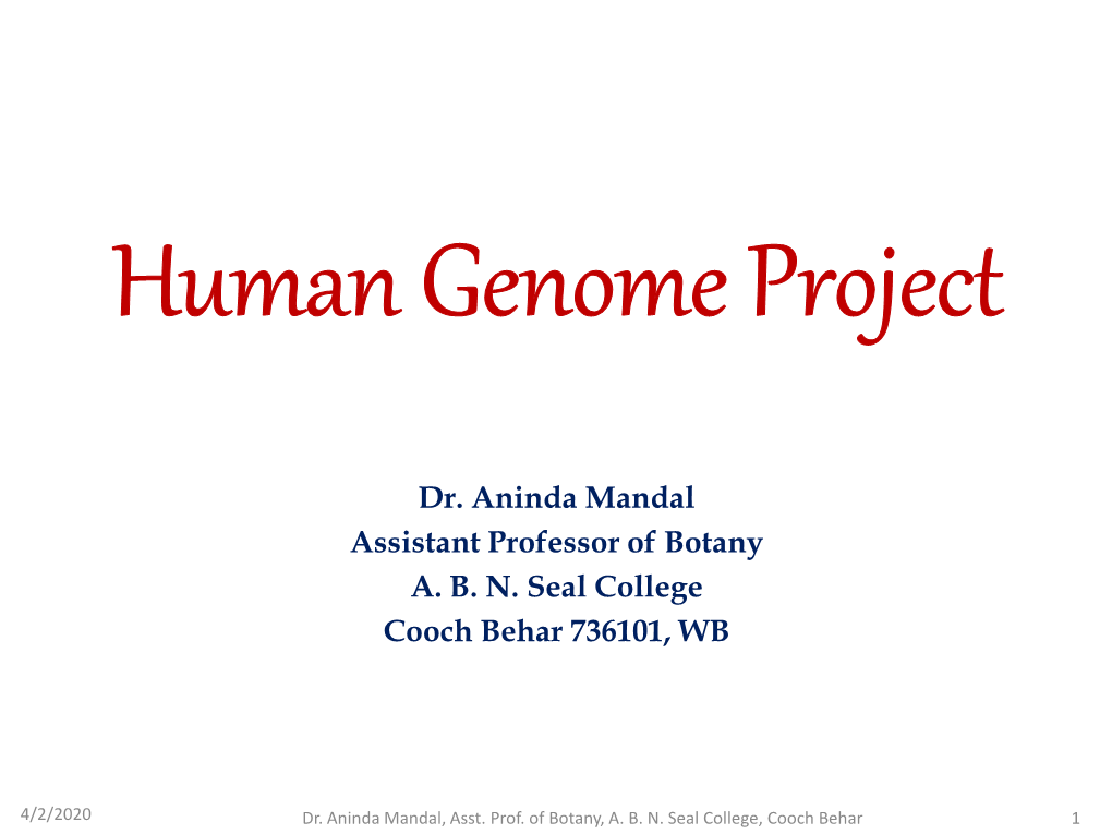 Botany 2Nd Sem Paper 203 Human Genome Project