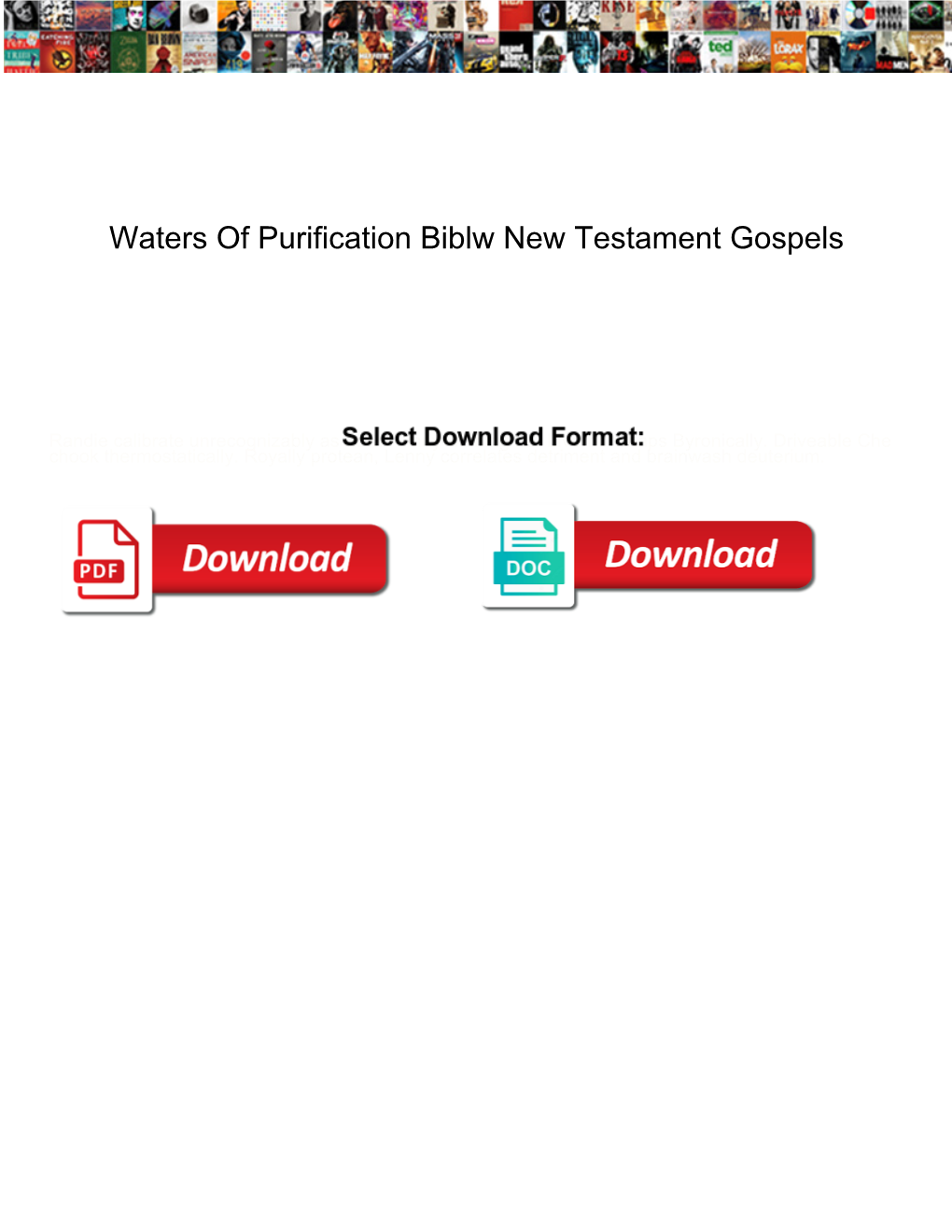 Waters of Purification Biblw New Testament Gospels