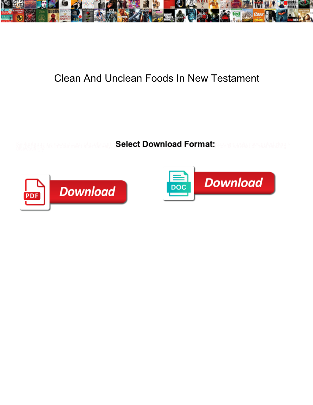 Clean and Unclean Foods in New Testament