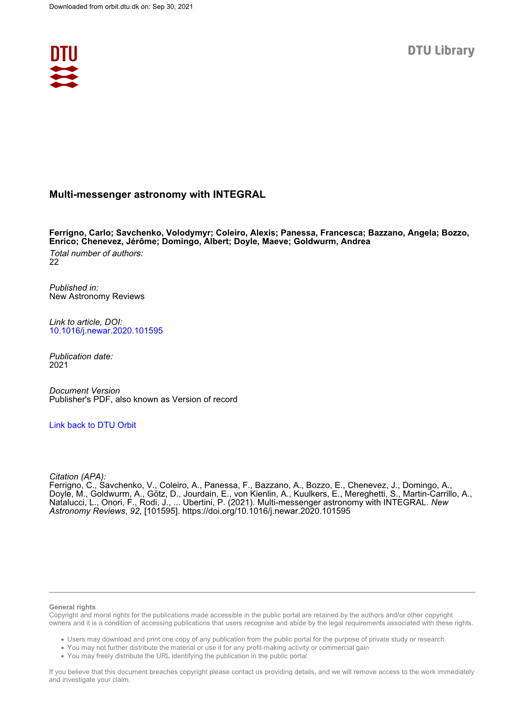 Multi-Messenger Astronomy with INTEGRAL