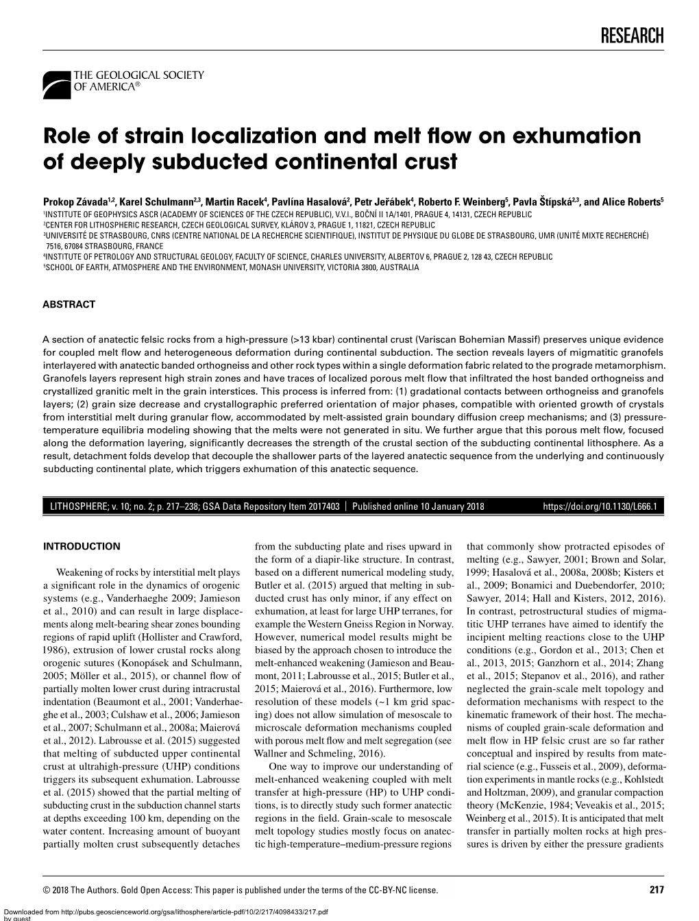 RESEARCH Role of Strain Localization and Melt Flow on Exhumation Of