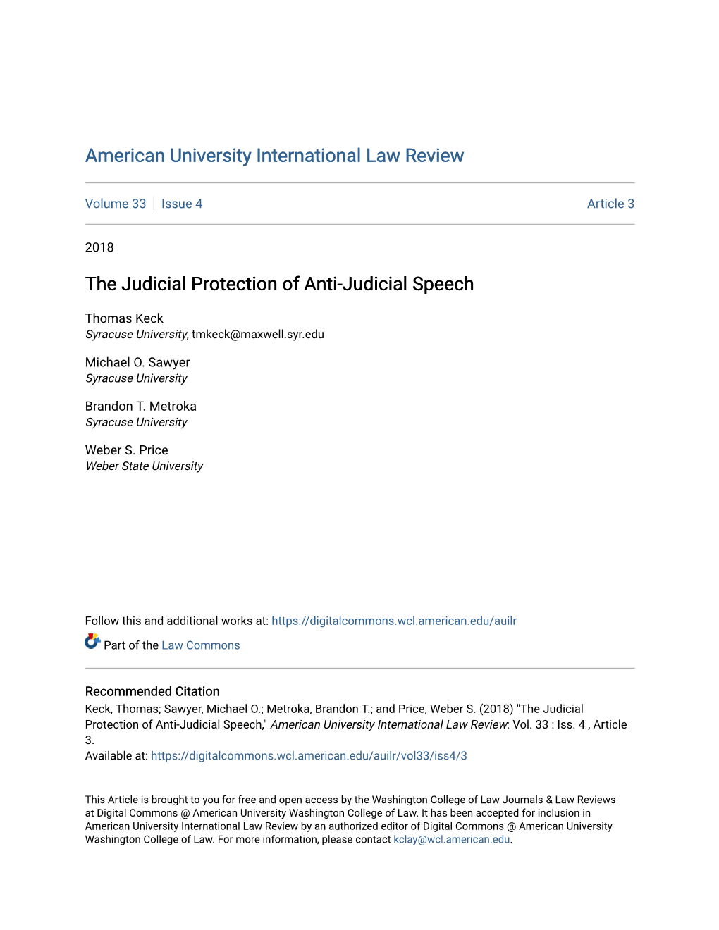 The Judicial Protection of Anti-Judicial Speech