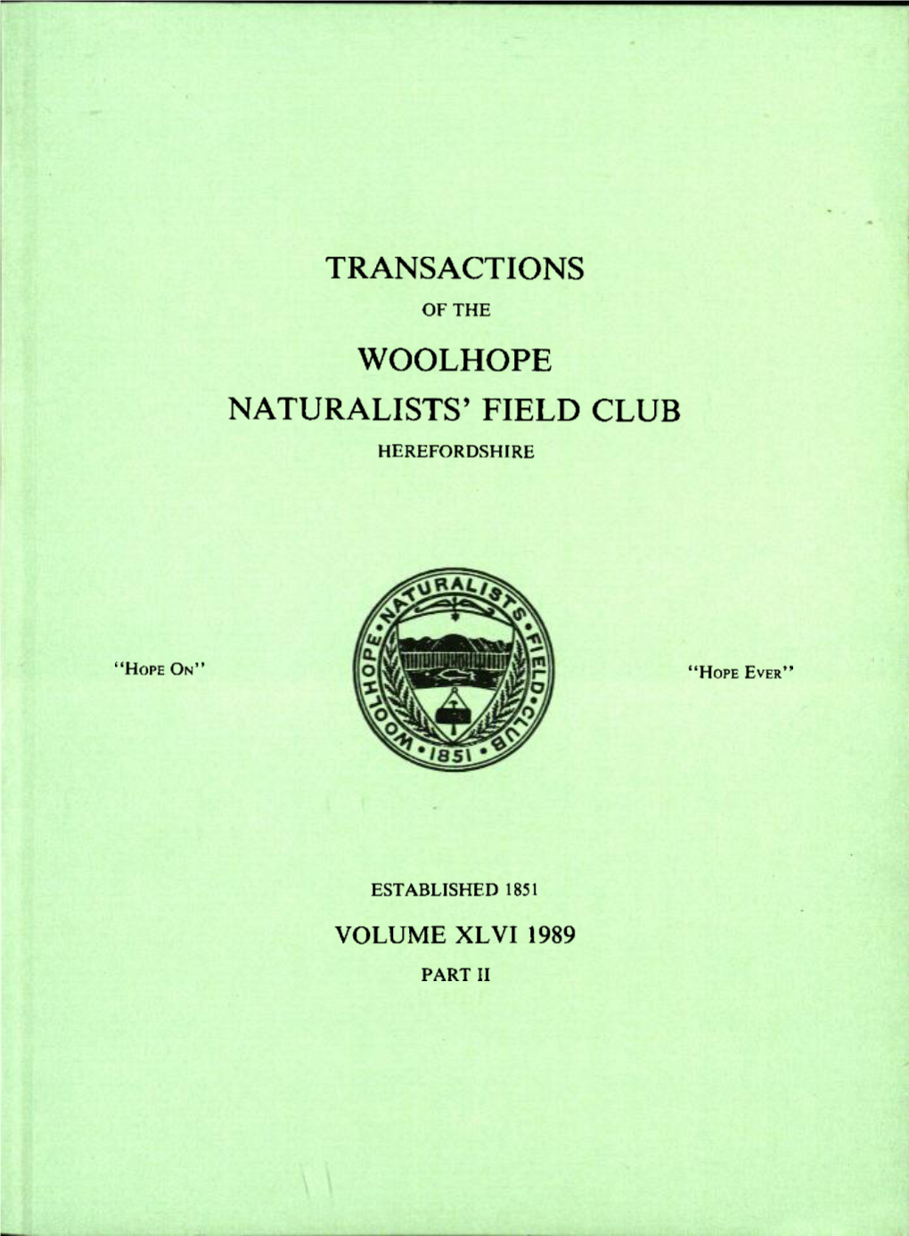 Transactions Woolhope Naturalists' Field Club