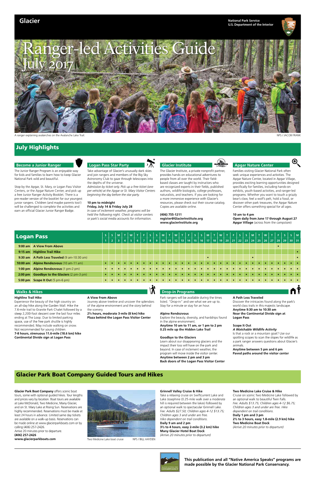 July 2017 Ranger-Led Activity Schedule