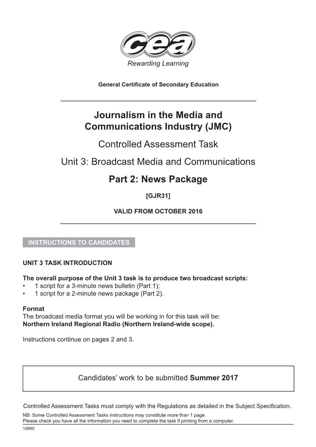 10890 CAT Journalism in Media and Comm Industry U3 P2 2017.Indd