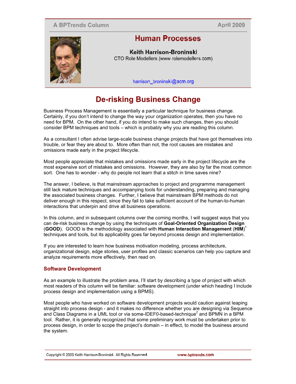 De-Risking Business Change