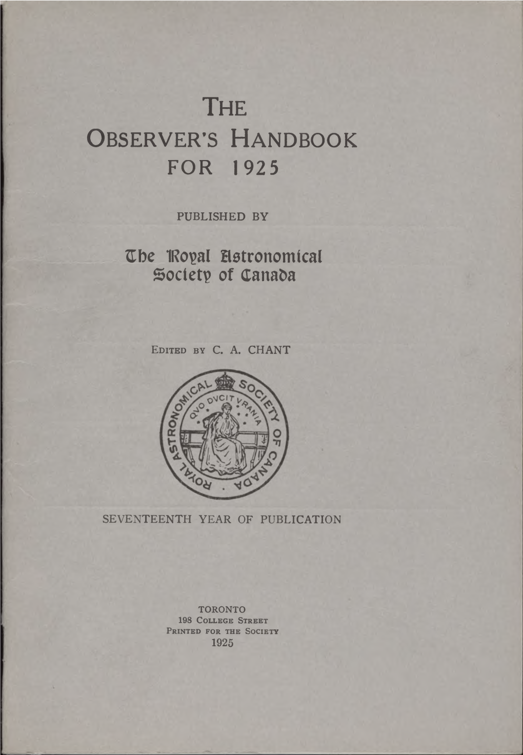 The Observer's Handbook for 1925
