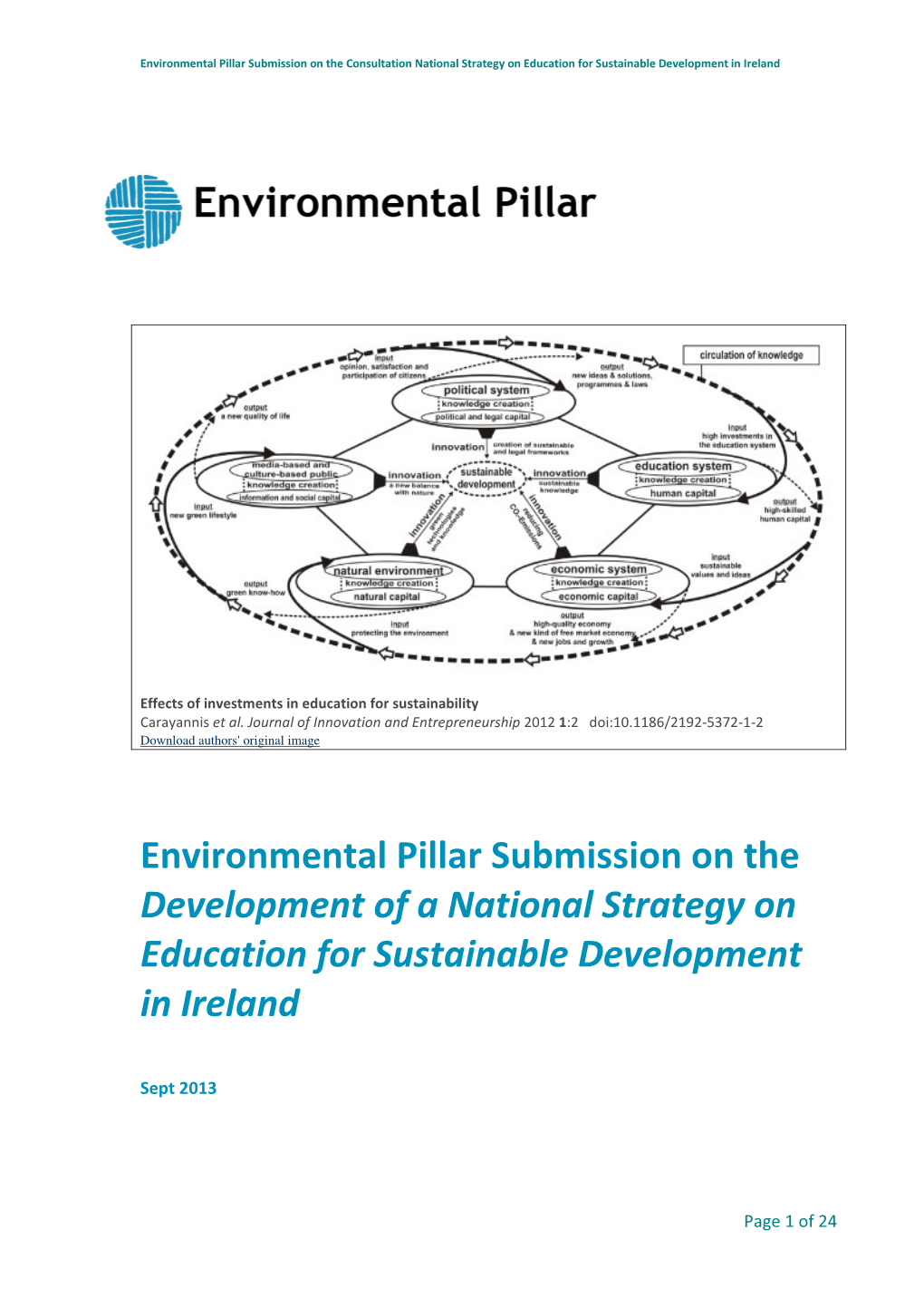 Environmental Pillar Submission on the Development of a National Strategy on Education for Sustainable Development in Ireland