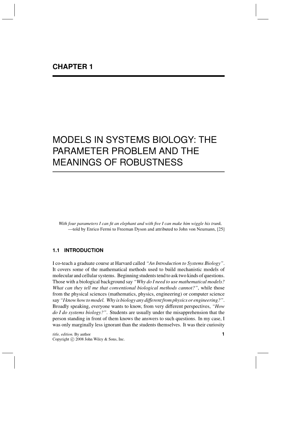 Models in Systems Biology: the Parameter Problem and the Meanings of Robustness
